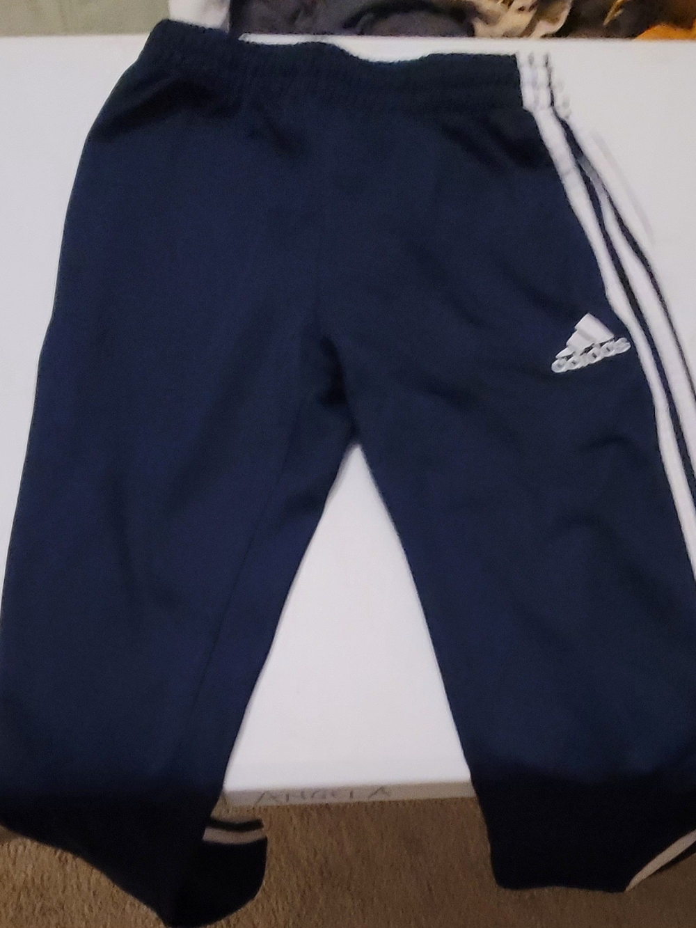 adidas Navy Blue Kids Joggers with White Stripes